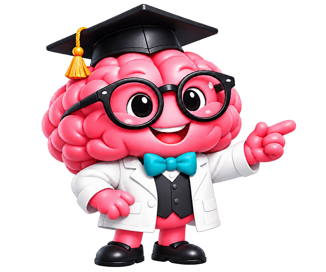 Professor Wise, the LearnWise AI tutor mascot, wearing a graduation cap and pointing